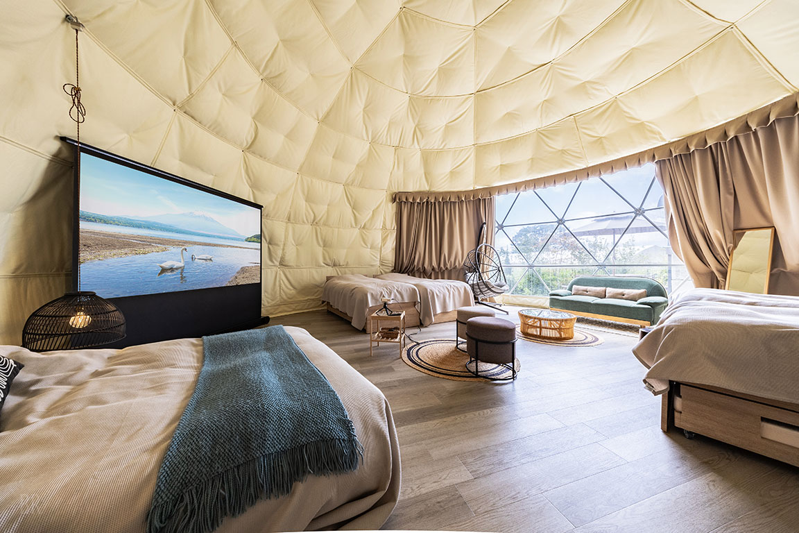 Spacious guest rooms in a Dome-shaped Tent