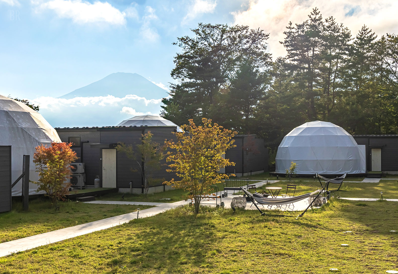 Mt. Fuji visible beyond the dome